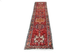 Vintage Red Tribal 2X10 Karajeh Persian Runner Rug