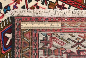 Vintage Cream Geometric 2X9 Karajeh Persian Runner Rug