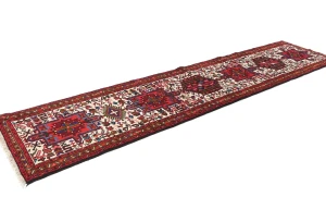 Vintage Cream Geometric 2X9 Karajeh Persian Runner Rug