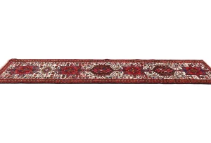 Vintage Cream Geometric 2X9 Karajeh Persian Runner Rug