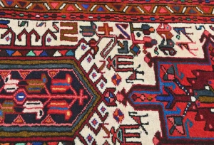 Vintage Cream Geometric 2X9 Karajeh Persian Runner Rug