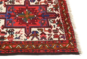 Vintage Cream Geometric 2X9 Karajeh Persian Runner Rug