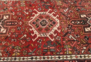 Vintage Red Geometric 3X11 Karajeh Persian Runner Rug