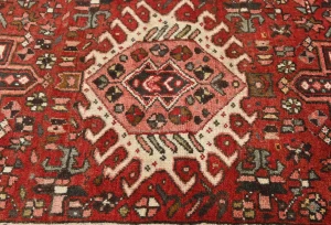 Vintage Red Geometric 3X11 Karajeh Persian Runner Rug