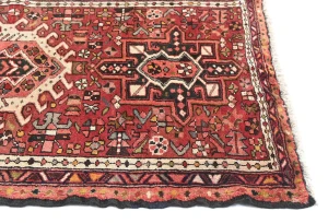 Vintage Red Geometric 3X11 Karajeh Persian Runner Rug