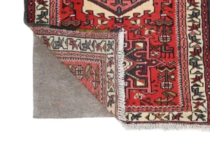 Vintage Red Geometric 2'4X9'5 Karajeh Persian Runner Rug