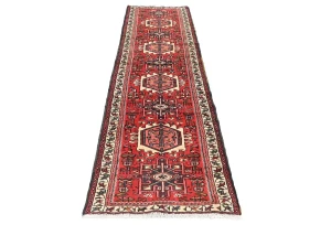 Vintage Red Geometric 2'4X9'5 Karajeh Persian Runner Rug