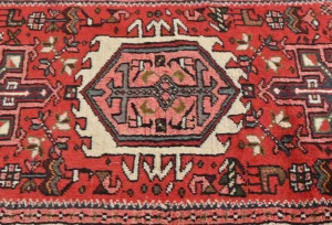 Vintage Red Geometric 2'4X9'5 Karajeh Persian Runner Rug