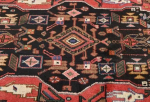 Vintage Charcoal Tribal 3X9 Hamedan Persian Runner Rug
