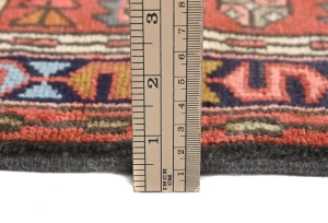 Vintage Red Geometric 3X12 Karajeh Persian Runner Rug