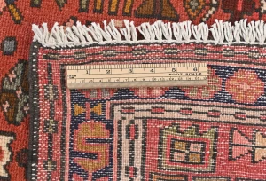 Vintage Red Geometric 3X12 Karajeh Persian Runner Rug