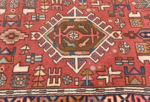 Vintage Red Geometric 3X12 Karajeh Persian Runner Rug