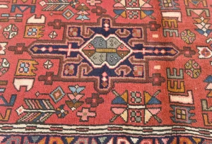 Vintage Red Geometric 3X12 Karajeh Persian Runner Rug