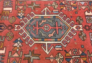 Vintage Red Geometric 3X12 Karajeh Persian Runner Rug