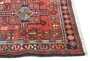 Vintage Red Geometric 3X12 Karajeh Persian Runner Rug