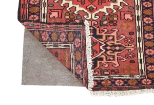 Vintage Red Geometric 3X9 Karajeh Persian Runner Rug