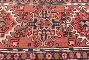 Vintage Red Geometric 3X9 Karajeh Persian Runner Rug