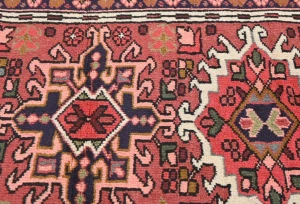 Vintage Red Geometric 3X9 Karajeh Persian Runner Rug