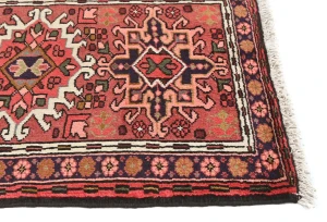 Vintage Red Geometric 3X9 Karajeh Persian Runner Rug