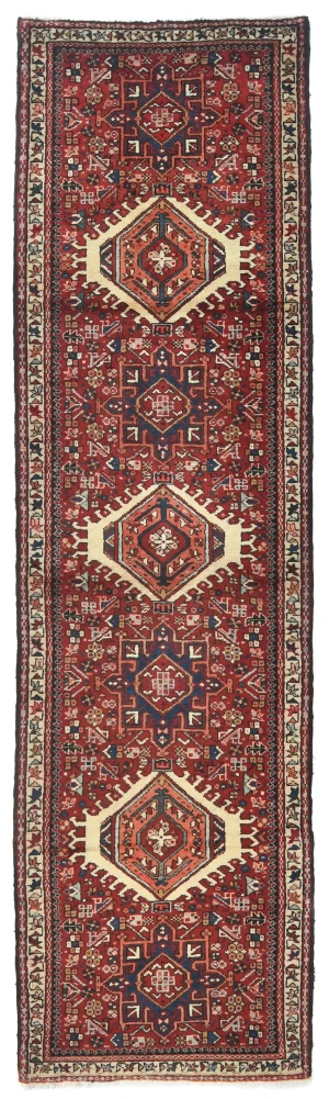 Vintage Red Tribal 3X10 Karajeh Persian Runner Rug