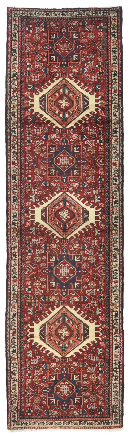 Vintage Red Tribal 3X10 Karajeh Persian Runner Rug
