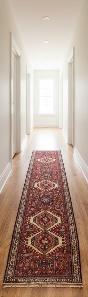 Vintage Red Tribal 3X10 Karajeh Persian Runner Rug