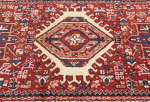 Vintage Red Tribal 3X10 Karajeh Persian Runner Rug