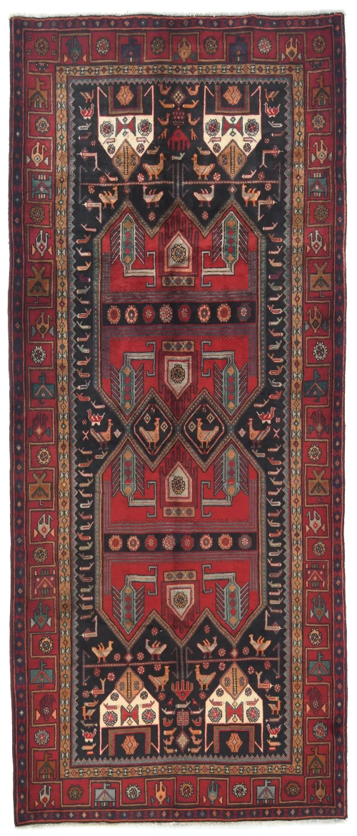 Vintage Dark Plum Tribal 5X11 Nahavand Persian Runner Rug