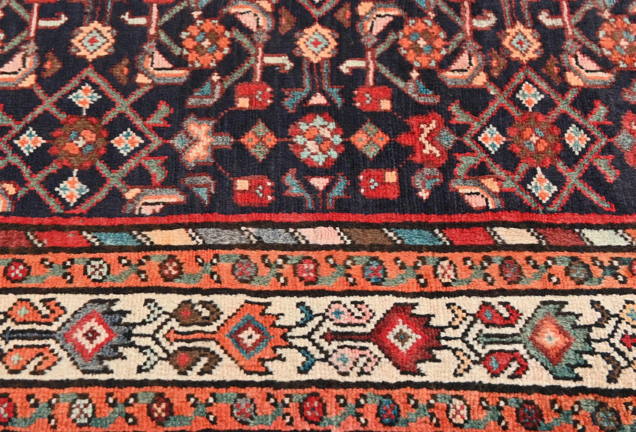 Vintage Plum Floral Tribal 4X11 Hamedan Persian Runner Rug