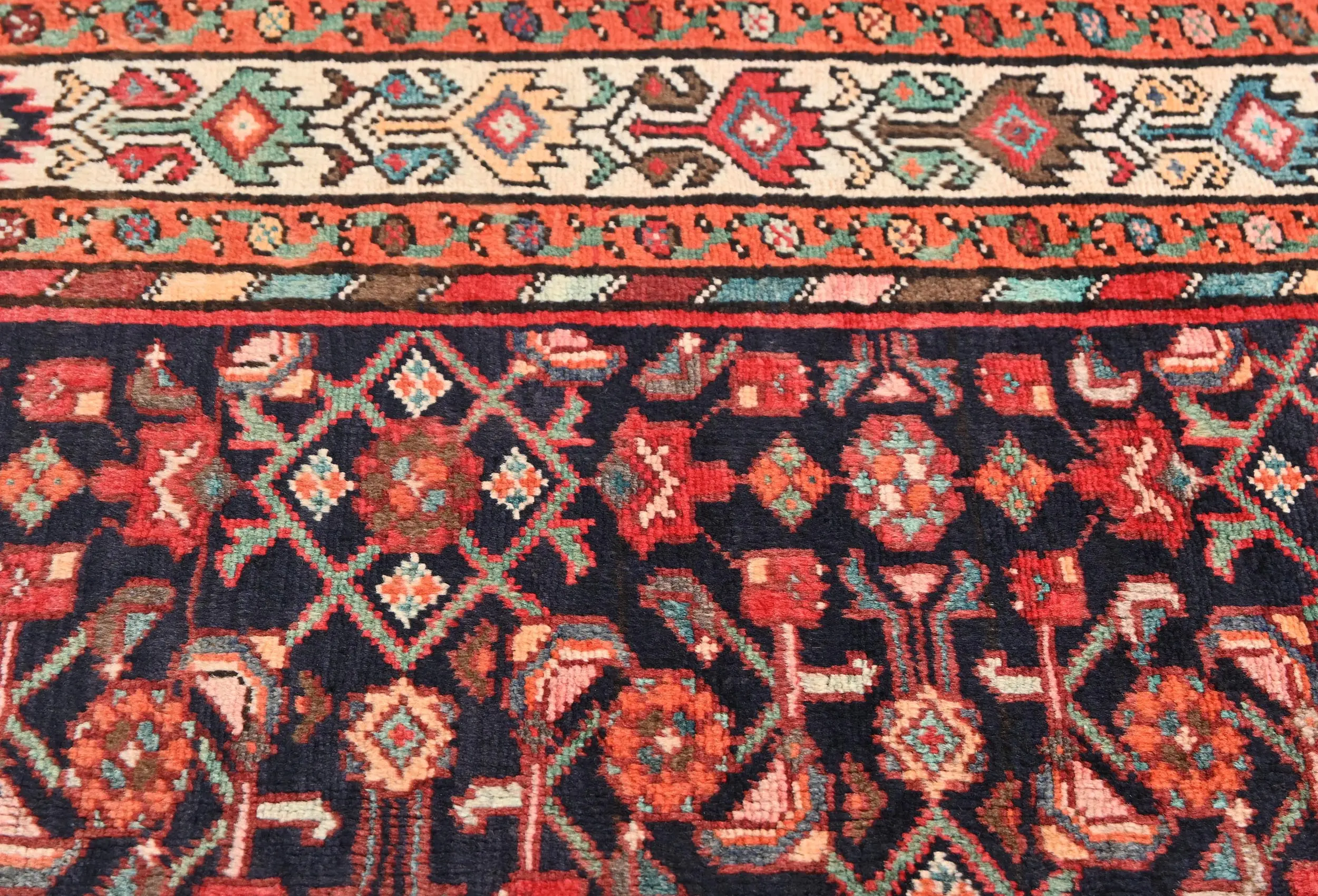 Vintage Plum Floral Tribal 4X11 Hamedan Persian Runner Rug