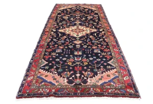 Vintage Dark Purple-navy Tribal 4'6X10'2 Nahavand Persian Runner Rug