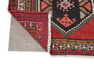 Vintage Plum Geometric Tribal 4X13 Hamedan Persian Runner Rug