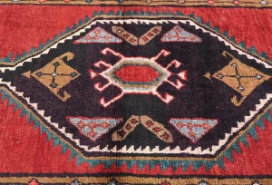 Vintage Plum Geometric Tribal 4X13 Hamedan Persian Runner Rug