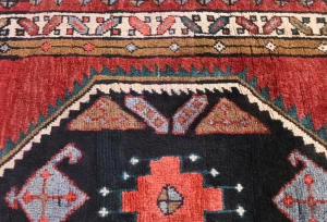 Vintage Plum Geometric Tribal 4X13 Hamedan Persian Runner Rug