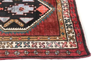 Vintage Plum Geometric Tribal 4X13 Hamedan Persian Runner Rug