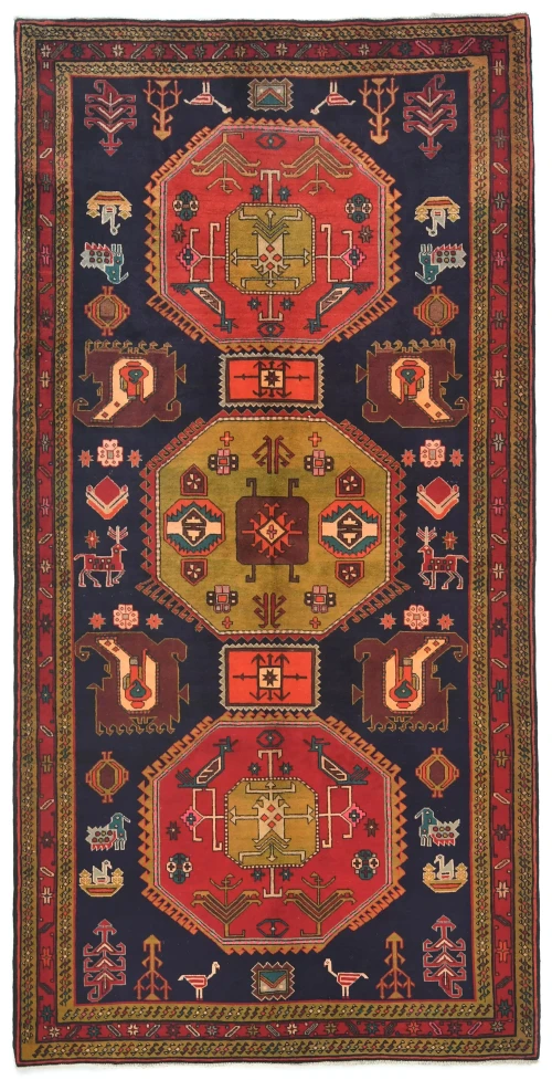 Vintage Purple Tribal 5X10 Meshkin Persian Runner Rug