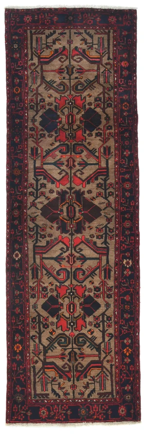Vintage Khaki Tribal 3'7X9'5 Balouch Persian Runner Rug
