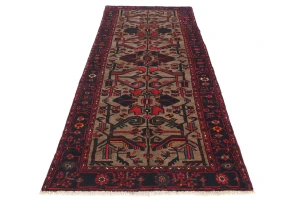 Vintage Khaki Tribal 3'7X9'5 Balouch Persian Runner Rug