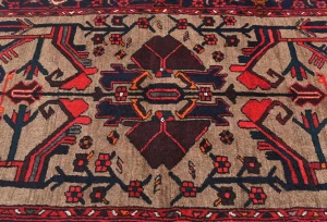 Vintage Khaki Tribal 3'7X9'5 Balouch Persian Runner Rug