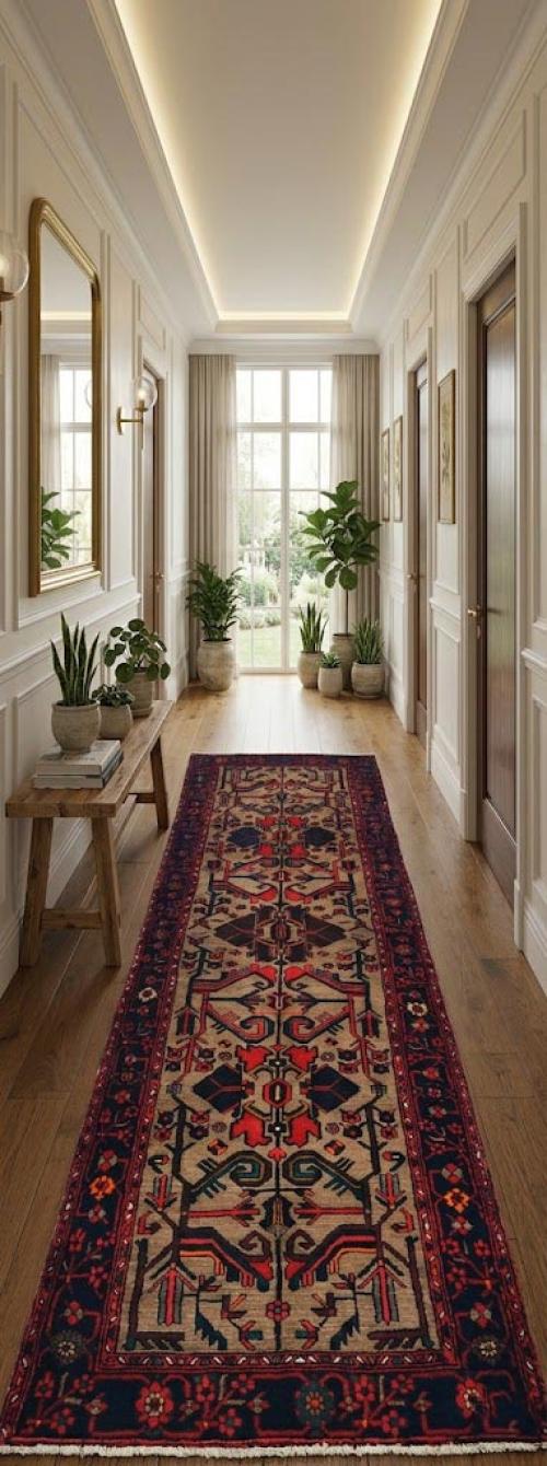 Vintage Khaki Tribal 3'7X9'5 Balouch Persian Runner Rug