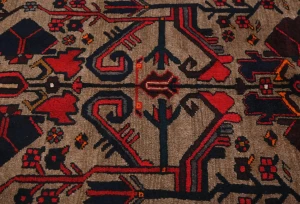 Vintage Khaki Tribal 3'7X9'5 Balouch Persian Runner Rug