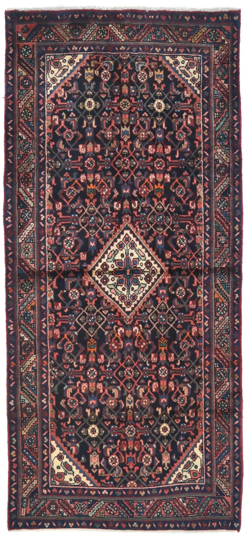 Vintage Plum Floral Tribal 4'3X8'8 Hamedan Persian Rug