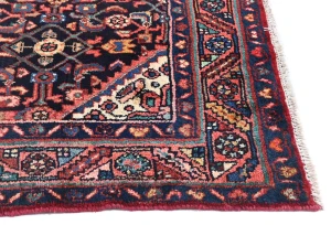 Vintage Plum Floral Tribal 4'3X8'8 Hamedan Persian Rug