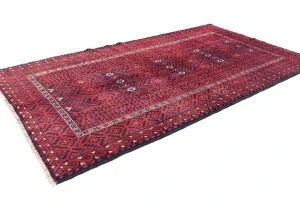 Vintage Red Tribal Geometric 5X9 Balouch Persian Rug