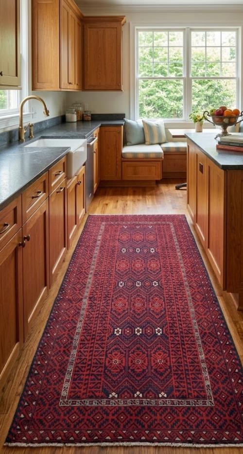 Vintage Red Tribal Geometric 5X9 Balouch Persian Rug