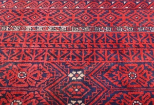 Vintage Red Tribal Geometric 5X9 Balouch Persian Rug