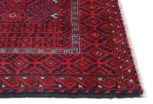 Vintage Red Tribal Geometric 5X9 Balouch Persian Rug