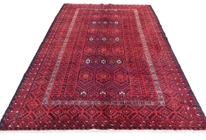 Vintage Red Tribal Geometric 5X9 Balouch Persian Rug