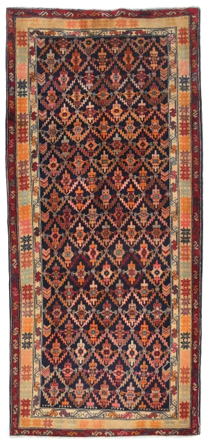 Vintage Tribal Purple-navy 4'6X9'8 Meshkin Persian Rug