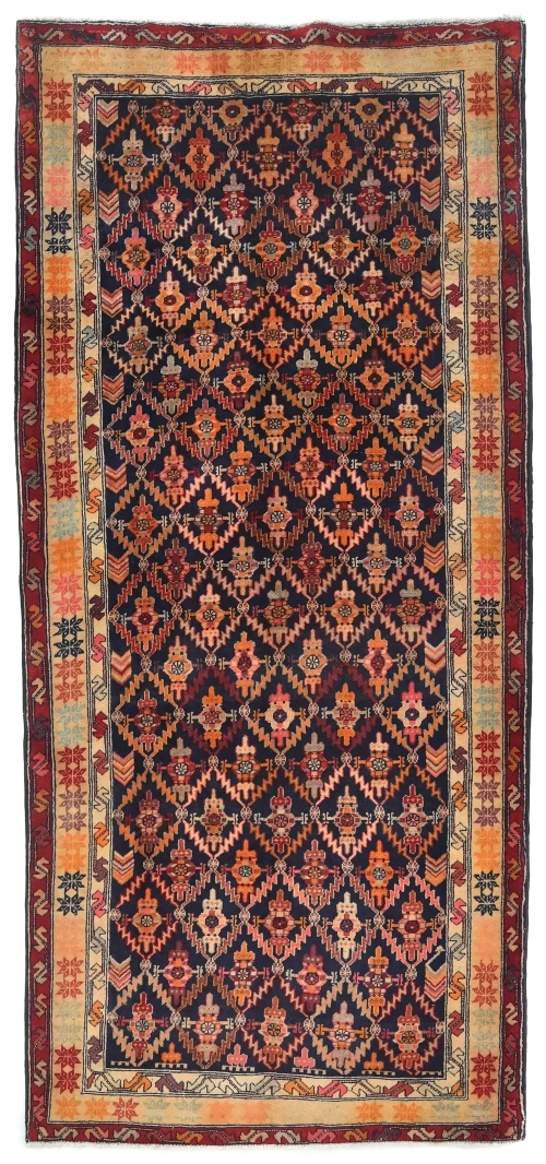 Vintage Tribal Purple-navy 4'6X9'8 Meshkin Persian Rug